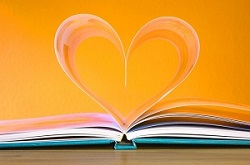 Heart formed from the pages of a book