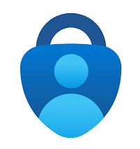 Icon for the Microsoft Authenticator App, which is a dark blue rounded triangular lock, with a lighter blue image of a person outlined inside it.