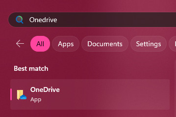 Windows Search Bar, With Onedrive written in the search.