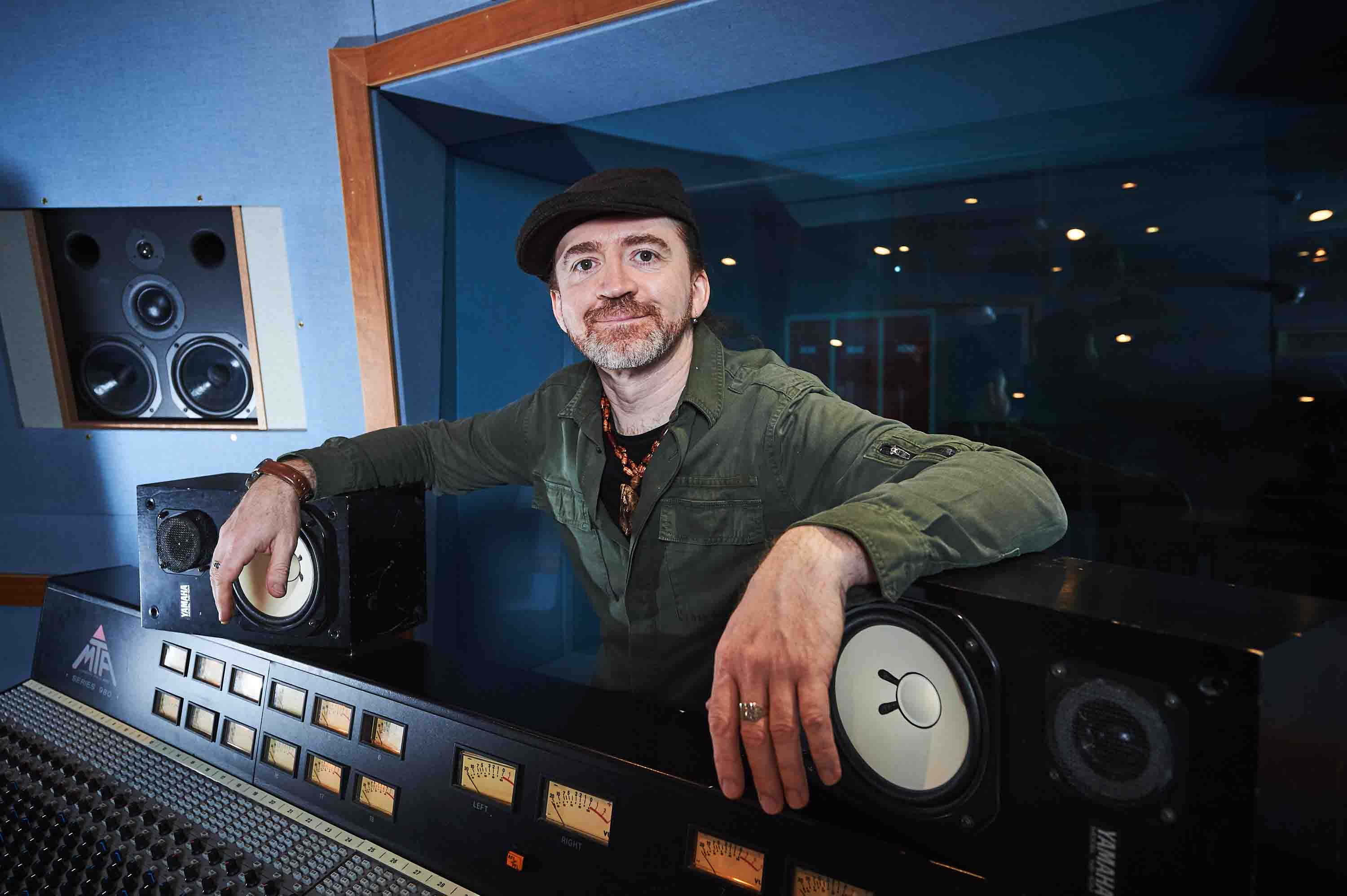 Kieran Murray in a sound studio