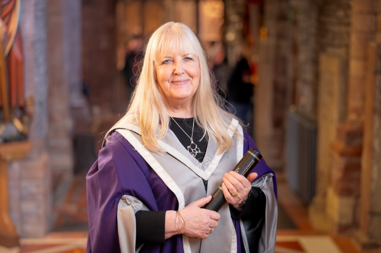 Sheila Fleet OBE after receiving her Honorary Doctorate at St Magnus Cathedral