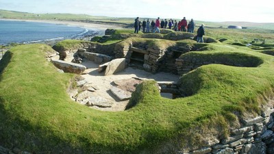 Groups at Skara Brae Neolithic village Orkney