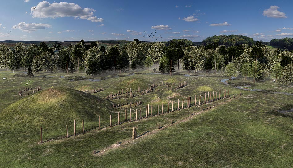 3D-reconstruction of the Anundshög site. Created by Framefusion in collaboration with Alexandra Sanmark and Sarah Semple.