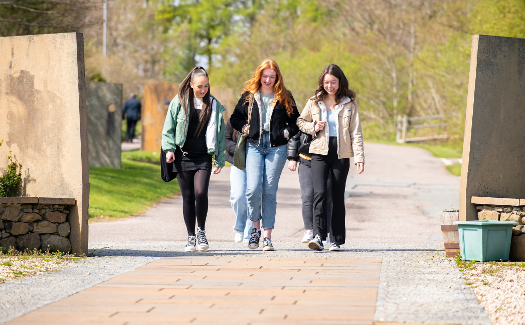 Students walking outside a campus