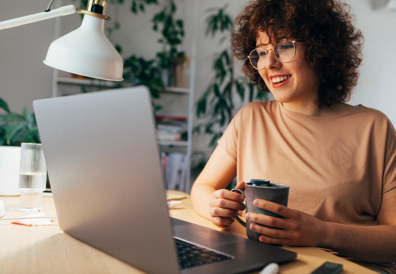 Woman working from home on a laptop